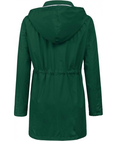 Raincoat Women Waterproof Long Hooded Trench Coats Lined Windbreaker Travel Jacket S-XXL Deep Green $29.06 Coats