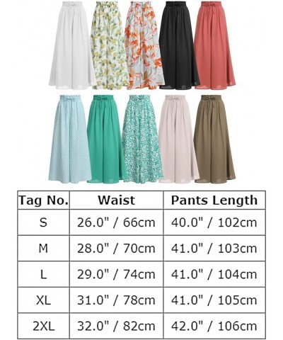 Women's Boho Wide Leg Palazzo Pants Elastic High Waist Floral Summer Casual Loose Flowy Lounge Leggings White $13.98 Leggings