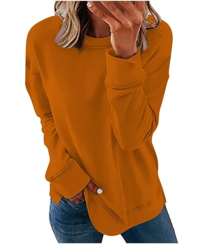 Long Sleeve Shirts for Women Crew Neck Trendy Shirt Casual Sweatshirts Printed Blouse Loose Fit Sweater Top Pullover 1-ginger...