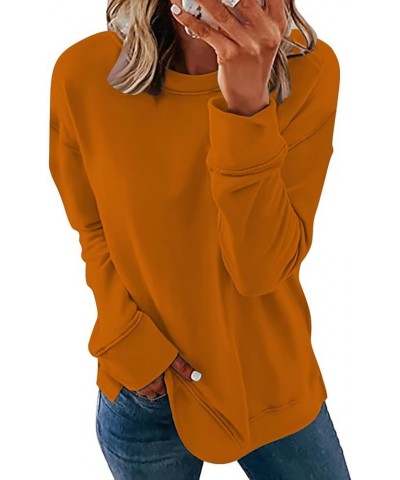 Long Sleeve Shirts for Women Crew Neck Trendy Shirt Casual Sweatshirts Printed Blouse Loose Fit Sweater Top Pullover 1-ginger...