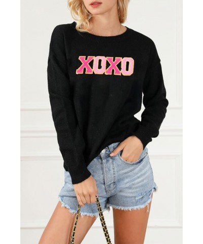 Women 2023 Merry Christmas Round Neck Sequin Letters Sweater Casual Solid Slogan Long Sleeve Pullover Sweatshirt Tops A Black...