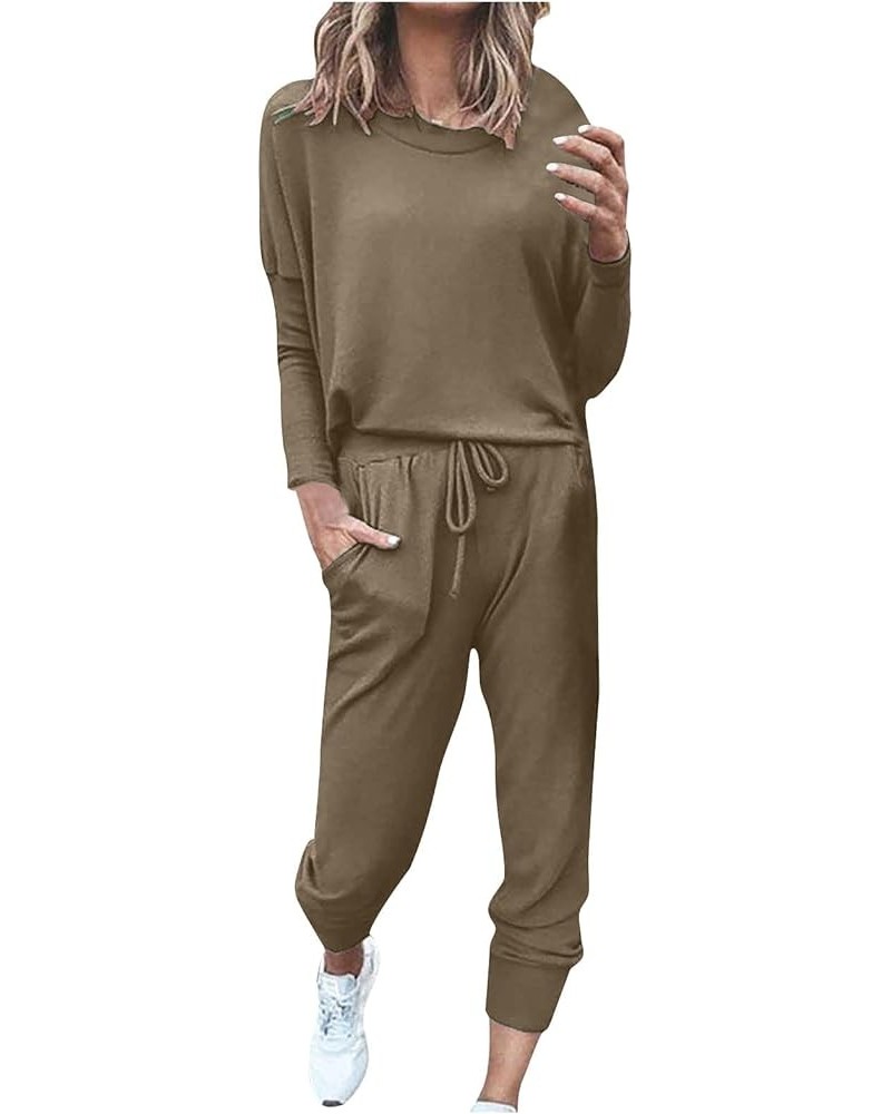 Two Piece Fall Outfits for Women 2023 Plus Size Casual Fashion Sweatsuits Joggers Sets Gym Workout Yoga Tracksuits 03-khaki $...