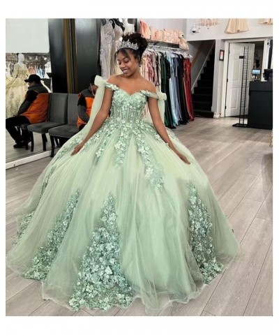 Women's Off Shoulder Quinceanera Dresses Ball Gown with Train Puffy Sweet 15 16 Dresses 3D Flowers Prom Dresses XY078 Gold $4...