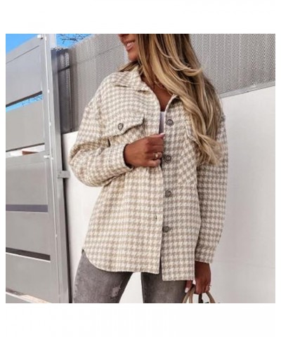 Women Trench Coats Fashion Warm Lapel Neck Coats Long Sleeve Plaid Jacket Lightweight Open Front Outerwear 05-khaki $23.15 Ja...