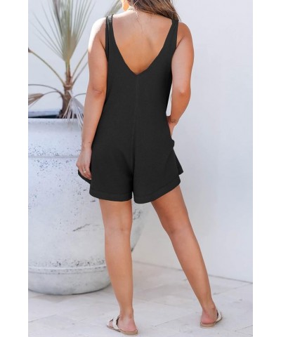 Womens Loose Casual Jumpsuit Shorts Sleeveless Scoop Neck Stretchy Playsuit Rompers with Pocket Black $16.67 Rompers