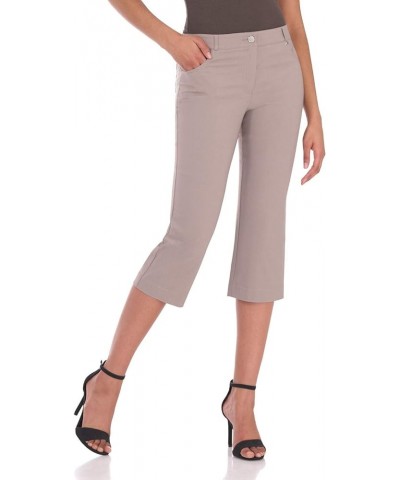 Women's Easy Fit Comfort Capri with Stretch Waistband Khaki $23.59 Pants