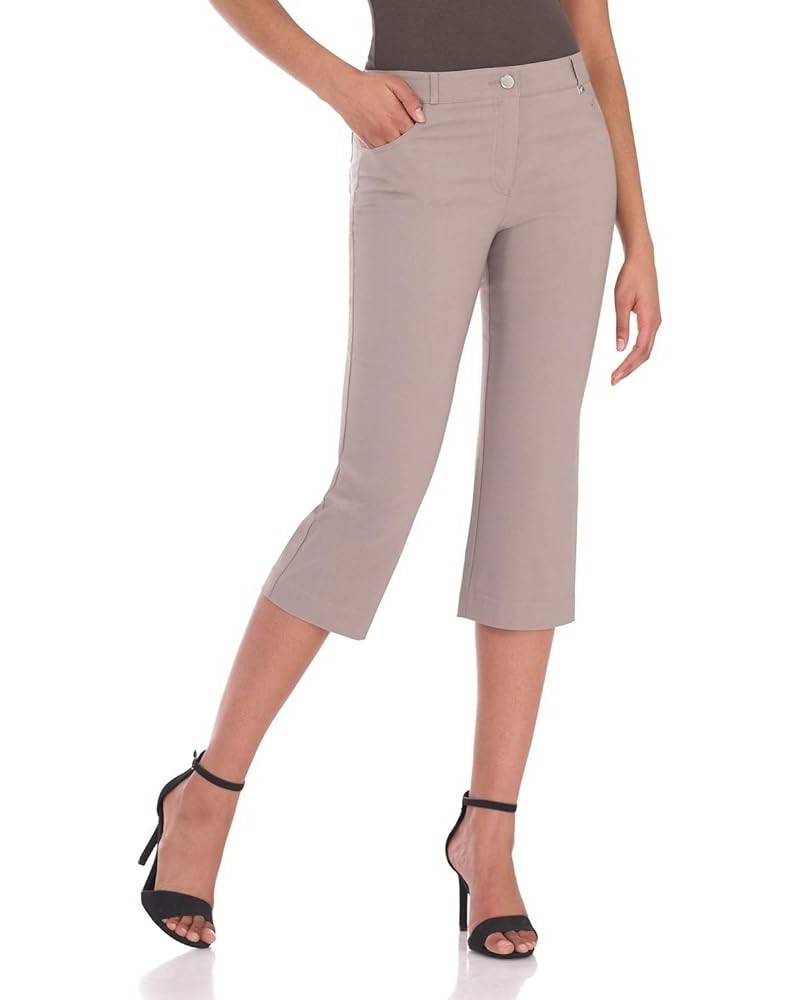 Women's Easy Fit Comfort Capri with Stretch Waistband Khaki $23.59 Pants