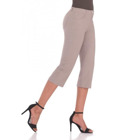 Women's Easy Fit Comfort Capri with Stretch Waistband Khaki $23.59 Pants