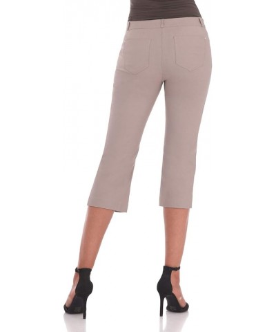 Women's Easy Fit Comfort Capri with Stretch Waistband Khaki $23.59 Pants