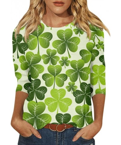 St Patricks Day Shirt Womens Tops St Patricks Day Shirt Women Irish Shirts Four-Leaf Clover Printed Blouses 03-green $10.19 O...