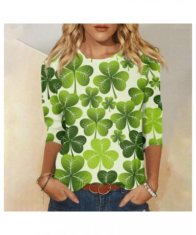 St Patricks Day Shirt Womens Tops St Patricks Day Shirt Women Irish Shirts Four-Leaf Clover Printed Blouses 03-green $10.19 O...