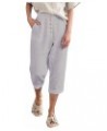 Summer Cotton Linen Cropped Wide Leg Pants Capris Women Ladies Casual Loose Palazzo Pant Work Elastic Pocket Gray $12.25 Pants