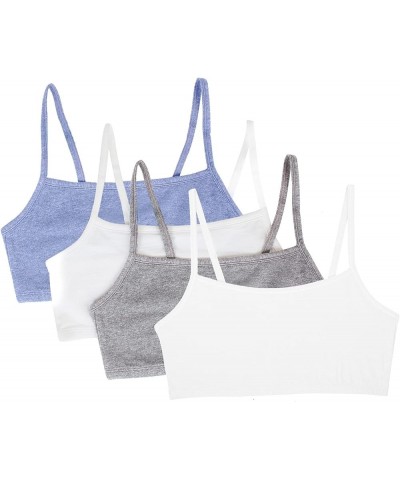 Women's Spaghetti Strap Cotton Pull Over 3 Pack Sports Bra in Fashion Colors 4 Heather Grey/White/White/Blue Heather 4-pack $...