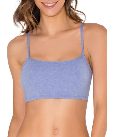 Women's Spaghetti Strap Cotton Pull Over 3 Pack Sports Bra in Fashion Colors 4 Heather Grey/White/White/Blue Heather 4-pack $...