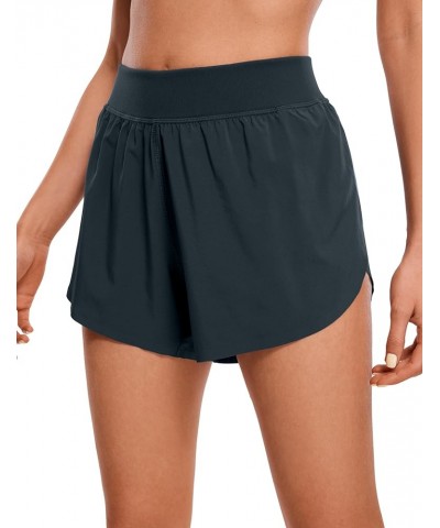 Mid Waisted Dolphin Athletic Shorts for Women Lightweight High Split Gym Workout Shorts with Liner Quick Dry True Navy $14.19...