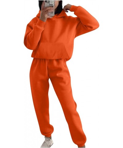 Women's 2 Piece Outfits Lounge Workout Sets Quarter Zip Sweatshirts Pullover with Wide Leg Sweatpants Fall Clothes C Orange $...