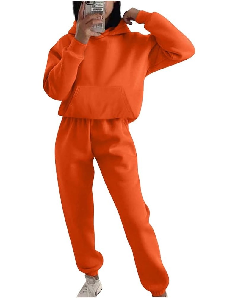 Women's 2 Piece Outfits Lounge Workout Sets Quarter Zip Sweatshirts Pullover with Wide Leg Sweatpants Fall Clothes C Orange $...