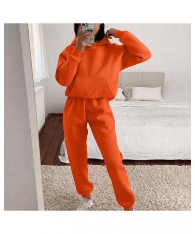 Women's 2 Piece Outfits Lounge Workout Sets Quarter Zip Sweatshirts Pullover with Wide Leg Sweatpants Fall Clothes C Orange $...