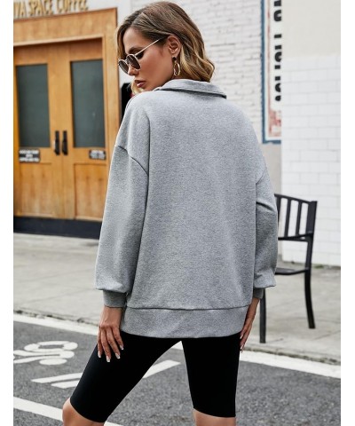 Womens Half Zip Oversized Pullover Long Sleeve Sweatshirts Hoodie Sweater For Teen Girls Y2K Light Grey $20.49 Hoodies & Swea...