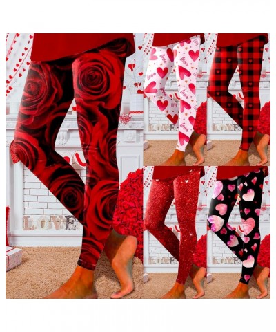 Valentines Day Leggings for Women Red Heart Love Pattern High Waist Sporty Leggings Valentine's Day Print Yoga Pants Z2-pink ...