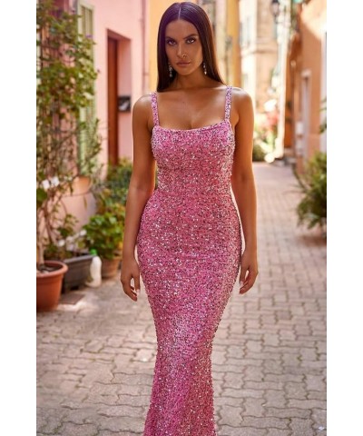 Women's Sequin Mermaid Prom Dresses 2024 Long Spaghetti Strap Sparkly Bodycon Formal Party Evening Gowns Royal Blue $29.16 Dr...