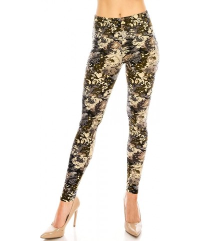 Women's Basic Comfort Stretch Soft Solid and Stylish Print Leggings BAT 1 Twilight Blooms $9.50 Leggings