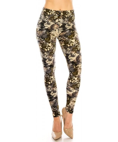 Women's Basic Comfort Stretch Soft Solid and Stylish Print Leggings BAT 1 Twilight Blooms $9.50 Leggings