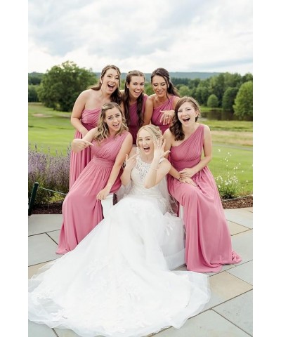 One Shoulder Bridesmaid Dresses for Wedding 2023 Chiffon Long for Women Gold $29.84 Dresses