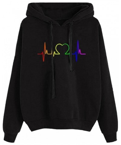 Women's Sweatshirts Hoodies Casual Women's Printed Hooded Sweatshirt Loose Long Sleeve Drawstring Hoodie Women Z2-black $7.64...