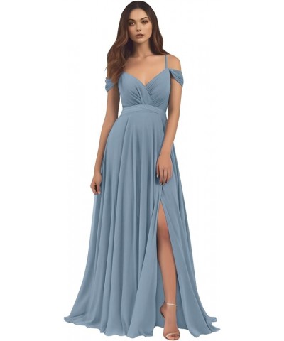 Women's Off The Shoulder Bridesmaid Dresses for Wedding Long A-Line Chiffon Formal Gown with Slit Burnt Orange $41.24 Dresses