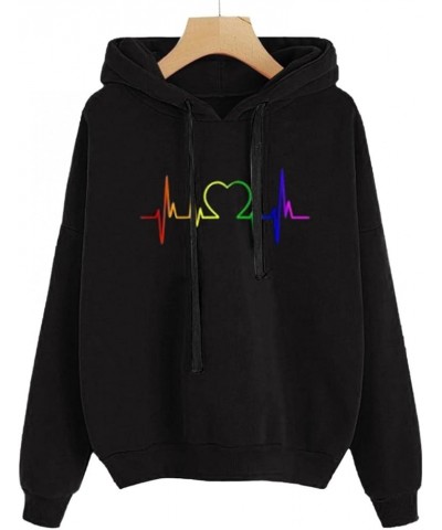 Women's Sweatshirts Hoodies Casual Women's Printed Hooded Sweatshirt Loose Long Sleeve Drawstring Hoodie Women Z2-black $7.64...