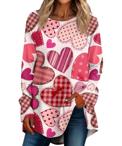 Sequin Tops for Women, Long Sleeve T Shirts Crewneck Heart Plus Size Valentines Day Shirt Sweater Casual Fall Shirts 4-light ...