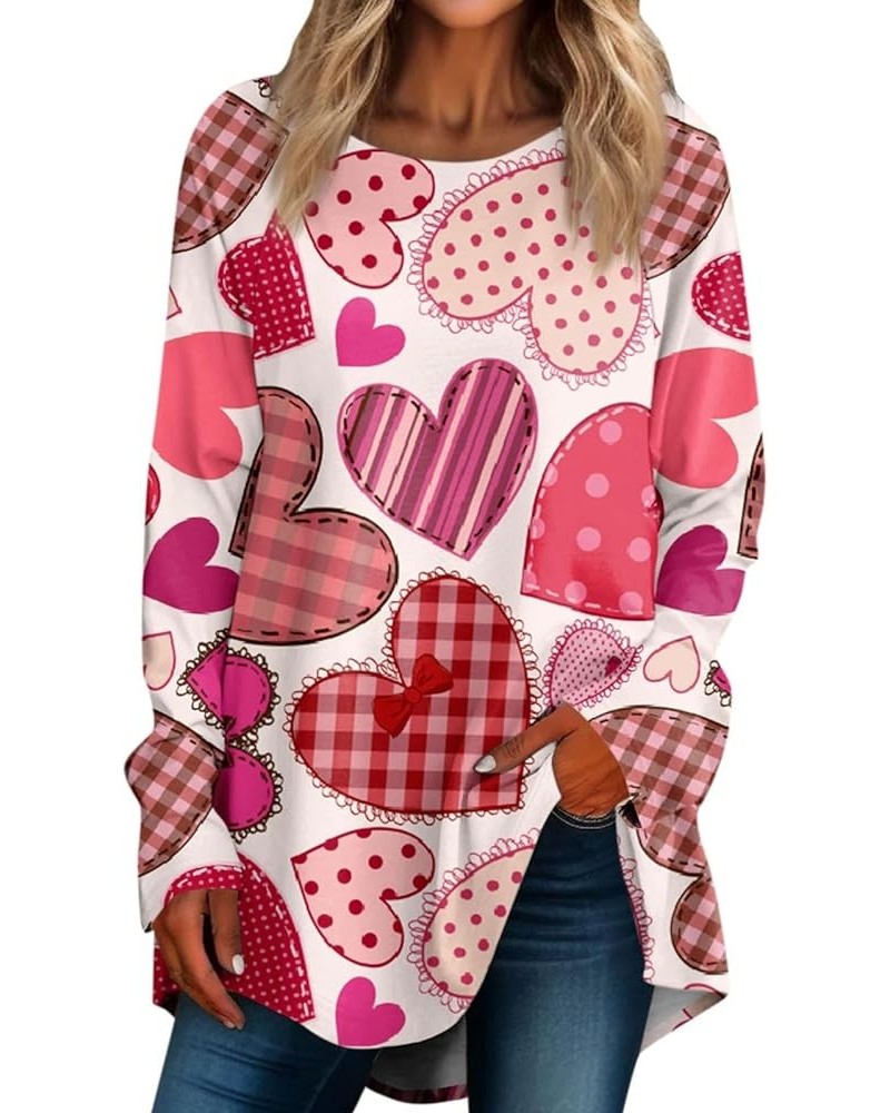 Sequin Tops for Women, Long Sleeve T Shirts Crewneck Heart Plus Size Valentines Day Shirt Sweater Casual Fall Shirts 4-light ...