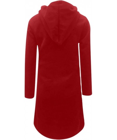 Cute Hooded Dress for Teen Girls Solid Color Drawstring Pocket Long Sleeve Fall Plus Size Sweatshirt Dress Red $8.98 Dresses