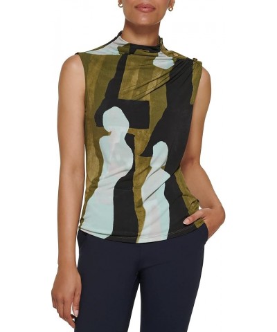 Women's Embellishment Sleeve Knit Top Olive Multi $14.58 Tanks