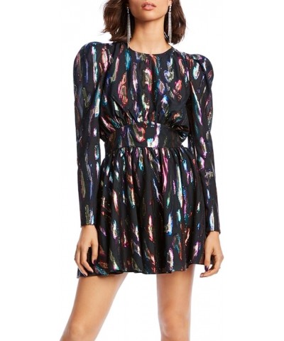 Womens Gemma Metallic Ruffled Cocktail Dress Metallic,rainbow $32.48 Dresses