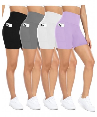 3 Pack Maternity Shorts Over The Belly Pregnancy Biker Shorts Workout Yoga Active Pregnant Pants Pajama with Pockets E-black/...