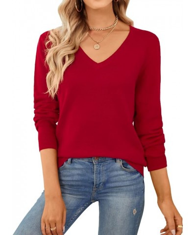 Women's Sweater 100% Cotton Soft Knit Pullover Sweaters E-red $16.82 Sweaters