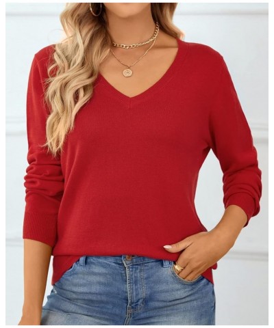 Women's Sweater 100% Cotton Soft Knit Pullover Sweaters E-red $16.82 Sweaters