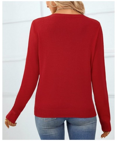 Women's Sweater 100% Cotton Soft Knit Pullover Sweaters E-red $16.82 Sweaters