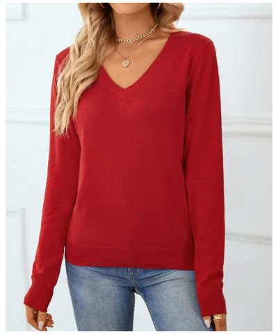 Women's Sweater 100% Cotton Soft Knit Pullover Sweaters E-red $16.82 Sweaters