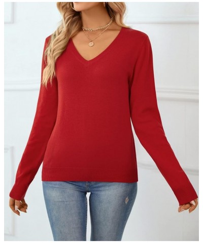 Women's Sweater 100% Cotton Soft Knit Pullover Sweaters E-red $16.82 Sweaters