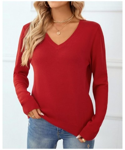 Women's Sweater 100% Cotton Soft Knit Pullover Sweaters E-red $16.82 Sweaters