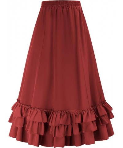 Women's Vintage Stripes Gothic Victorian Skirt Renaissance Style Falda Red $28.08 Skirts