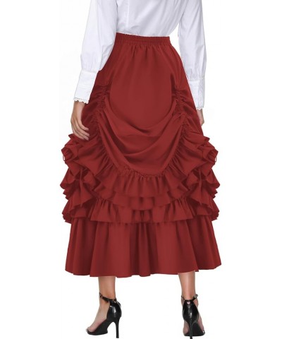 Women's Vintage Stripes Gothic Victorian Skirt Renaissance Style Falda Red $28.08 Skirts