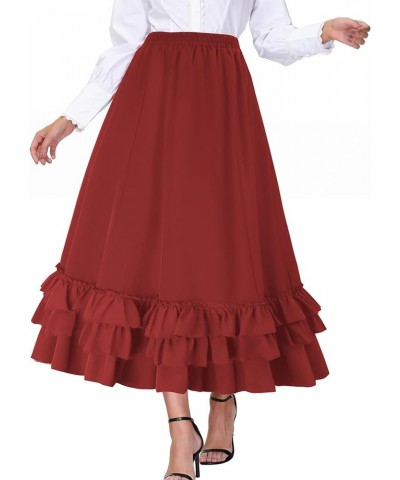 Women's Vintage Stripes Gothic Victorian Skirt Renaissance Style Falda Red $28.08 Skirts