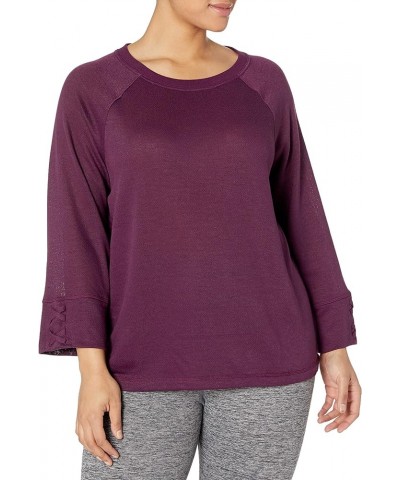 Women's Plus Size Sweatshirt with Lace-up Sleeves Plum Port $10.96 Hoodies & Sweatshirts