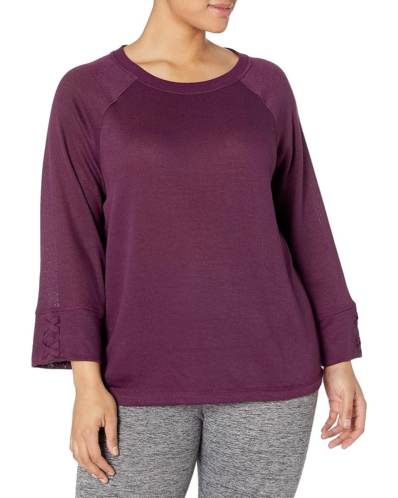 Women's Plus Size Sweatshirt with Lace-up Sleeves Plum Port $10.96 Hoodies & Sweatshirts