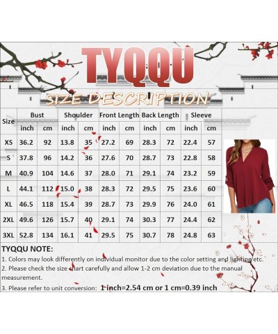 Women's V Neck Chiffon Roll Sleeve Blouses Casual Solid Color Party Shirts Tops Grey $10.80 Blouses