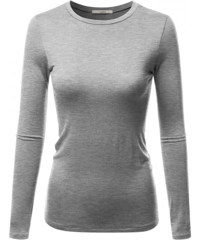 Women's Casual Long Sleeve Crewneck Stretch Slim Fit Basic Top T-Shirt Lbt010-hgrey $9.90 T-Shirts